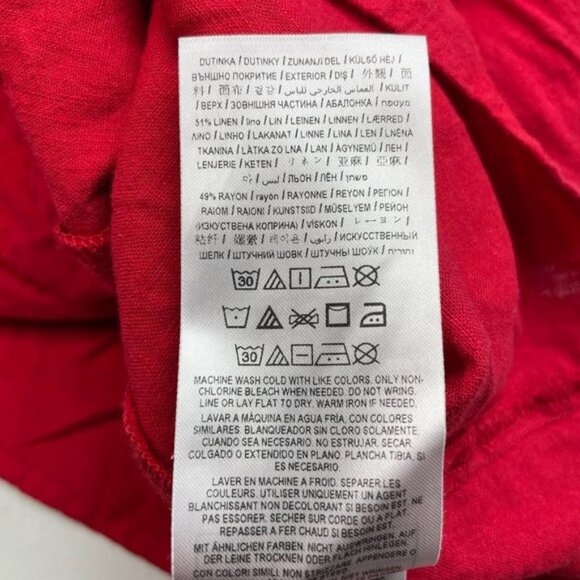 GUESS Off The Shoulder Linen Blend Top Sz Small Red - Picture 9 of 10